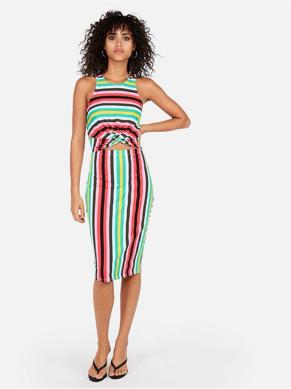 Express Multicolor Striped Midi Dress